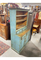 Antique Painted Poplar Stepback Cupboard