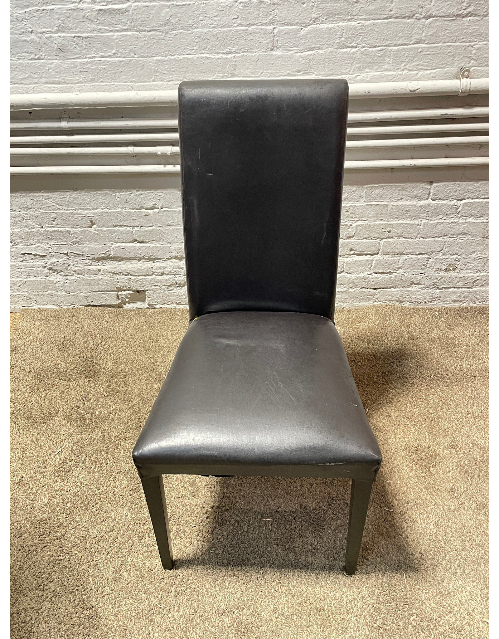 Black Italian Leather Dining Chair