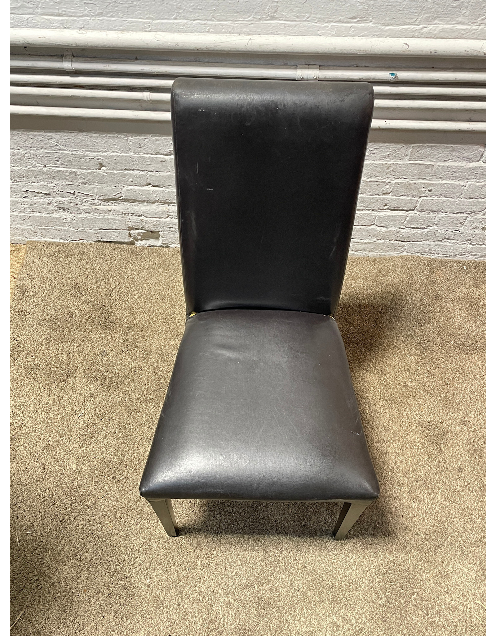 Black Italian Leather Dining Chair