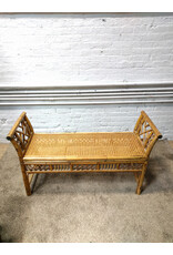 English Colonial Style Bamboo & Cane Bench