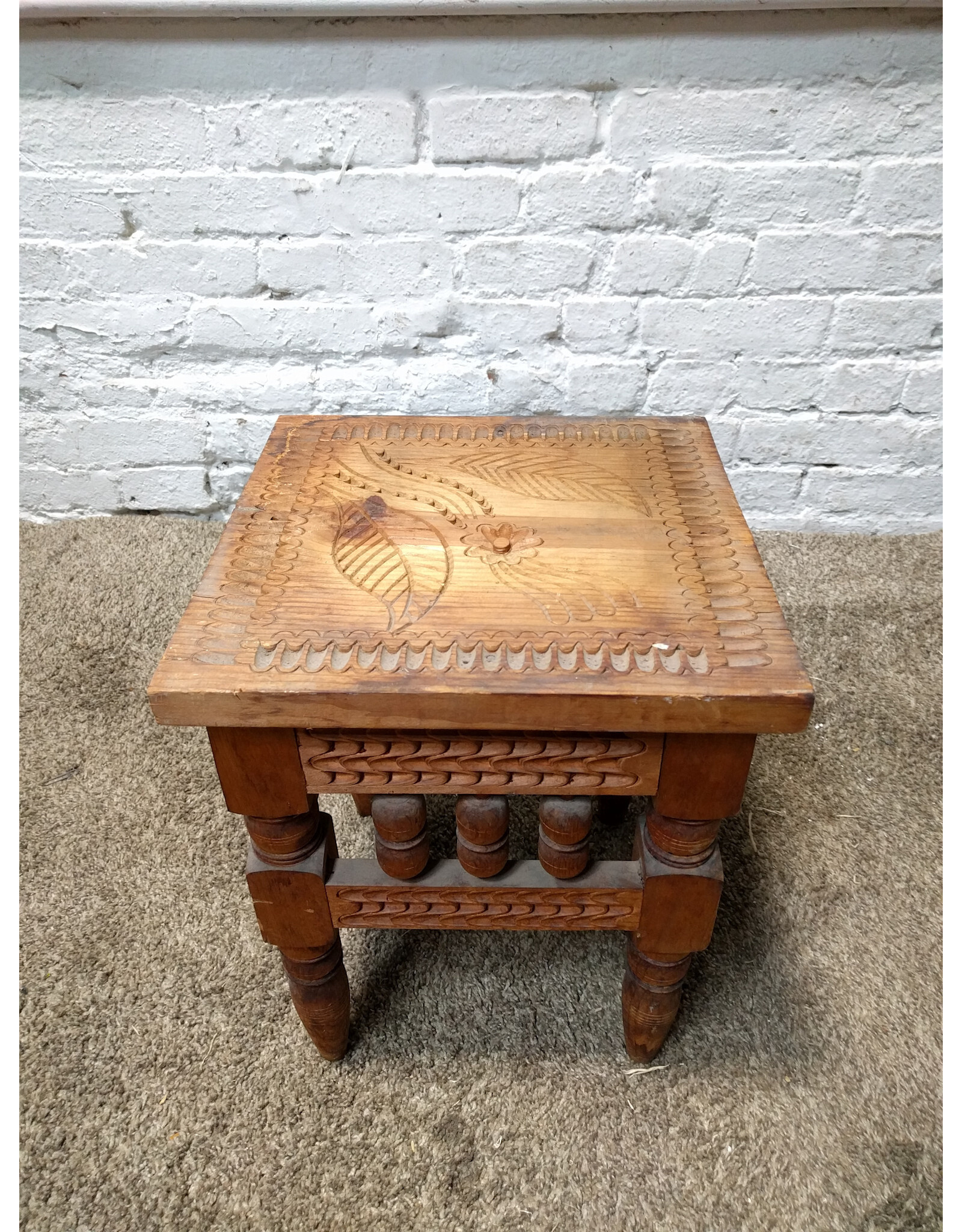 Vintage Style Carved Plant Table