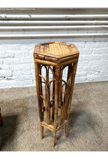 Vintage Handmade Bamboo Cane Hexagon Plant Stand