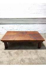 Large Rectangular Leather Top Coffee Table