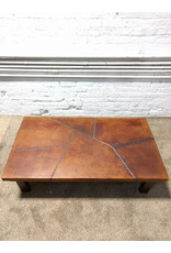Large Rectangular Leather Top Coffee Table