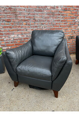 Natuzzi Greccio Dark Blue Leather Lounge Armchair