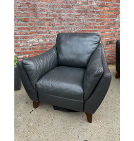 Natuzzi Greccio Dark Blue Leather Lounge Armchair