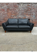 Natuzzi Greccio Dark Blue Leather Sofa