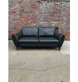 Natuzzi Greccio Dark Blue Leather Sofa