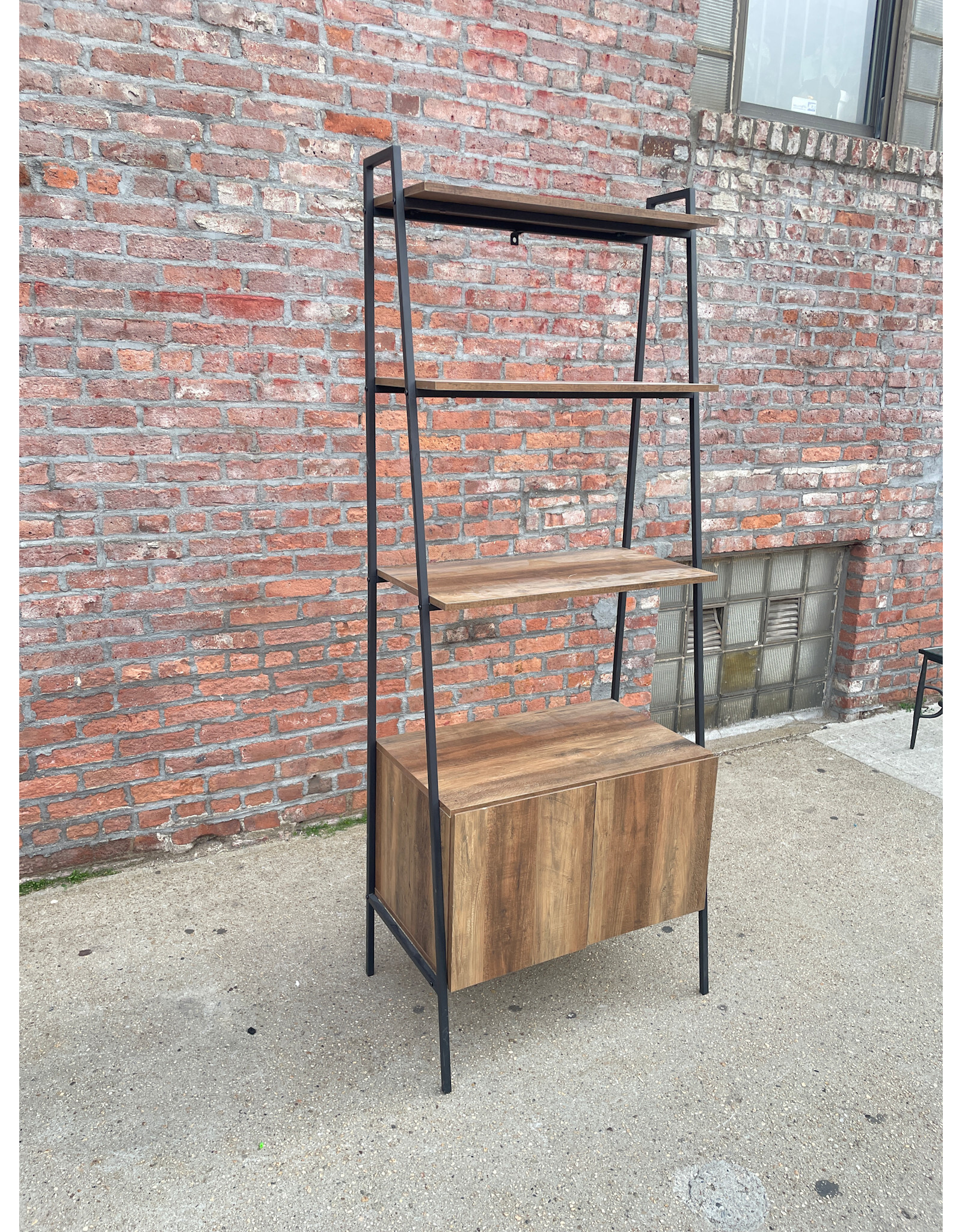 Walker Edison Ladder Book Shelf with Hidden Storage