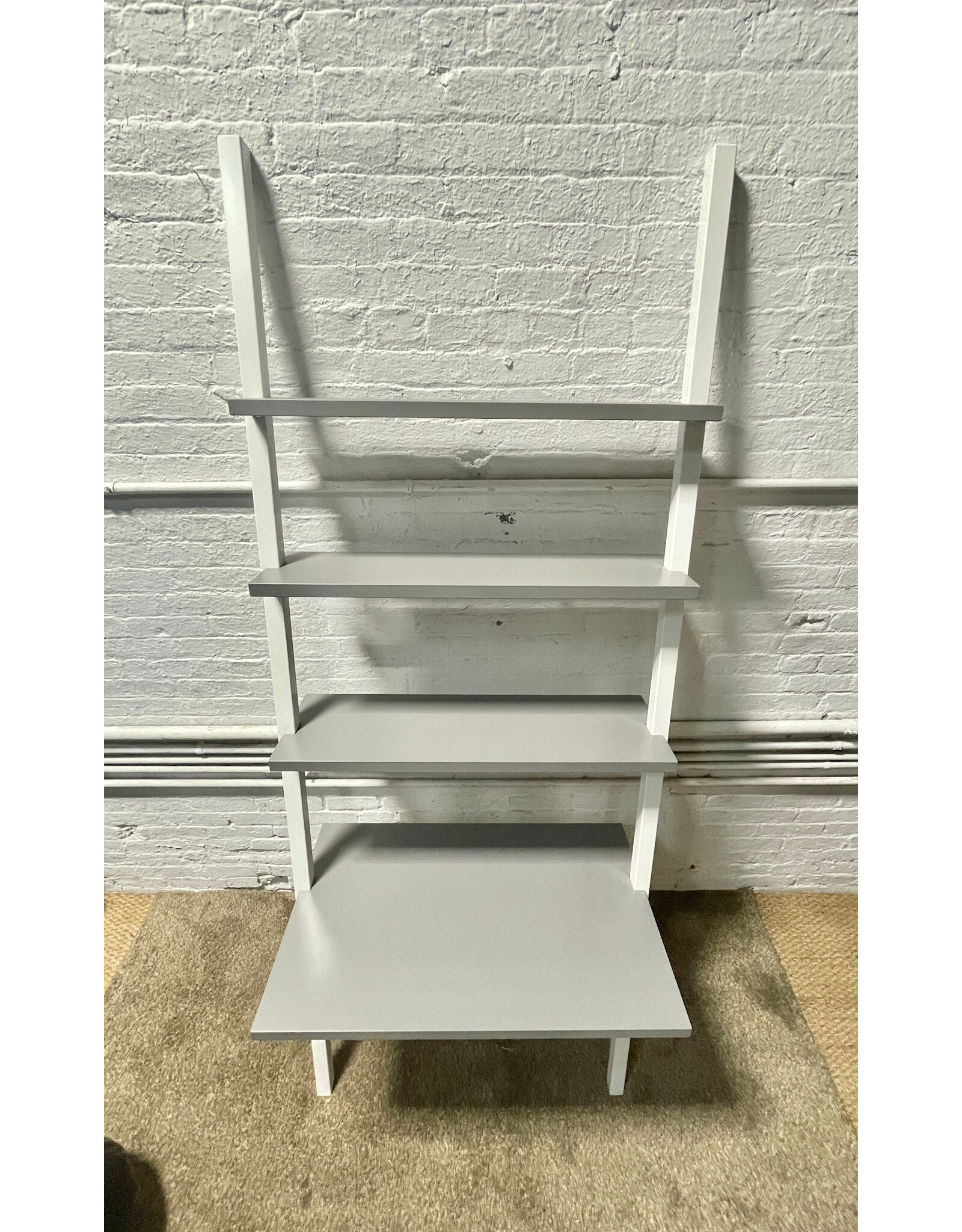 Metal Grey and White Wall Ladder Desk