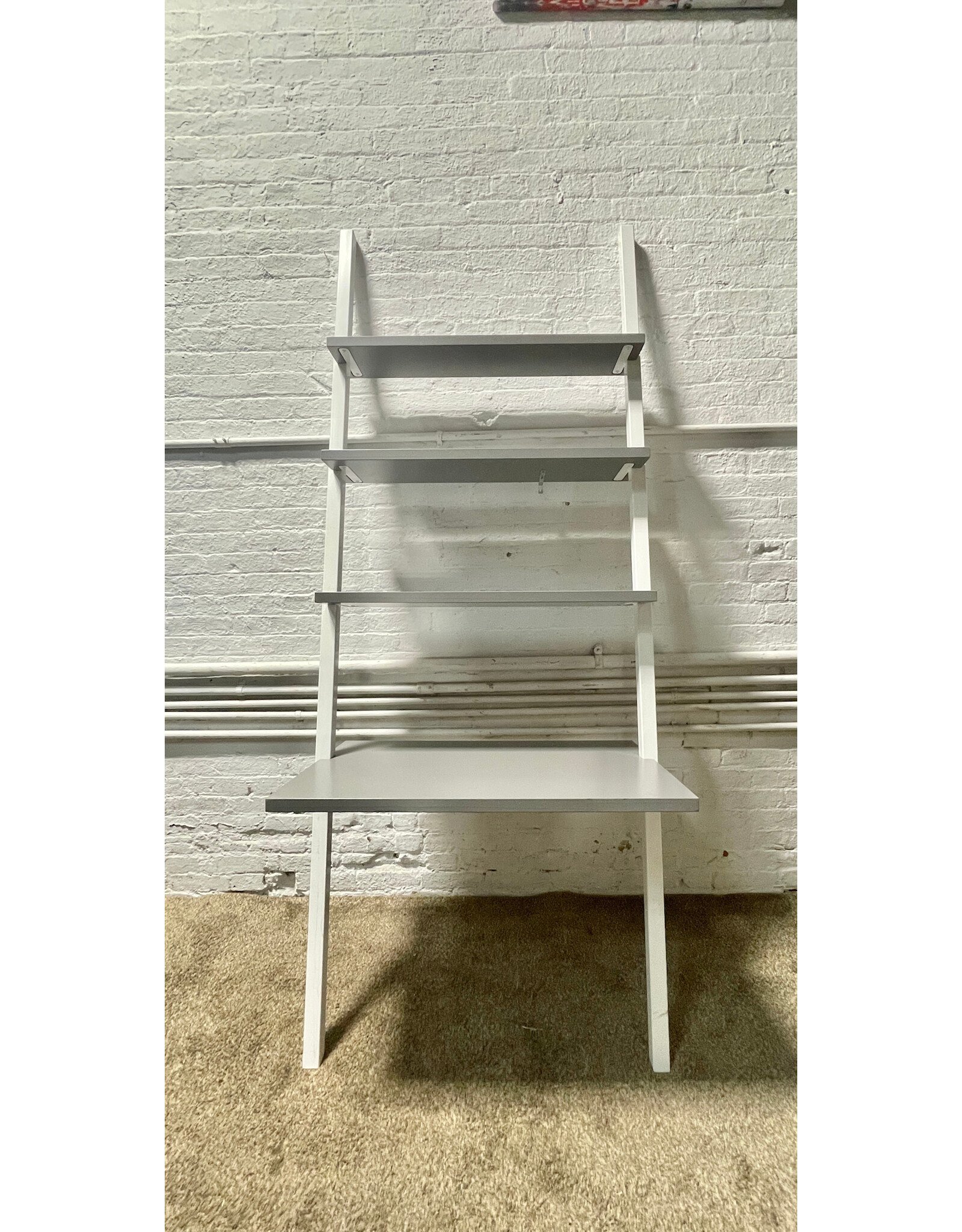 Metal Grey and White Wall Ladder Desk