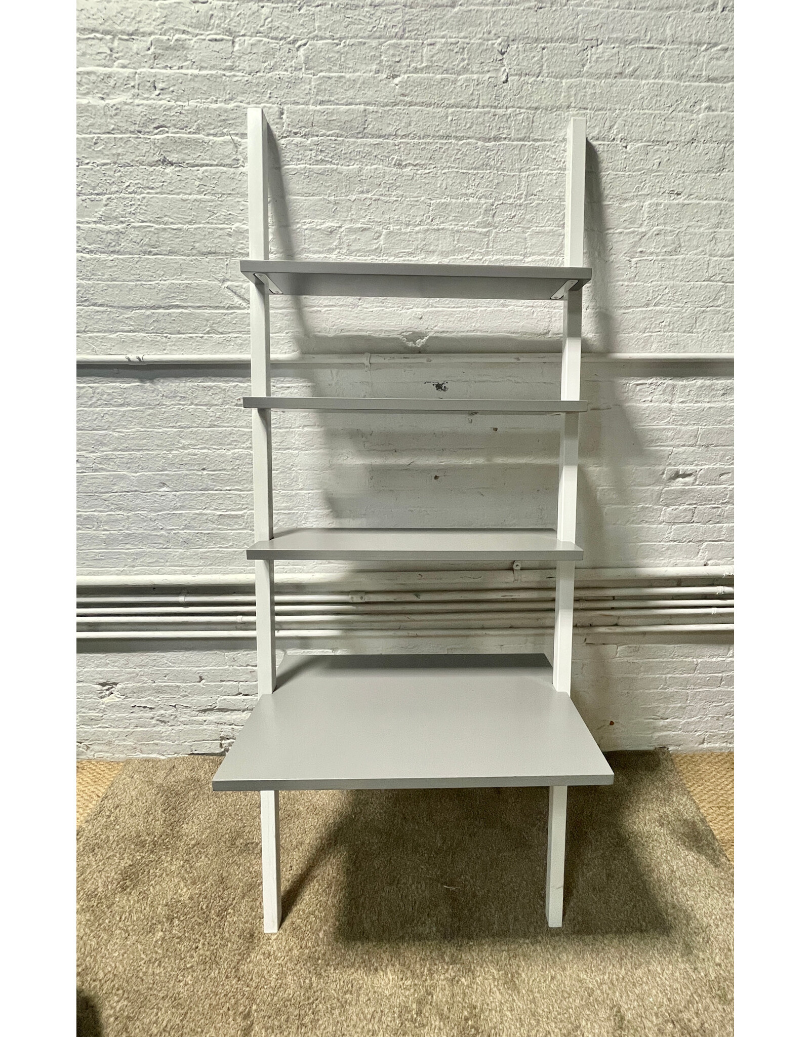 Metal Grey and White Wall Ladder Desk