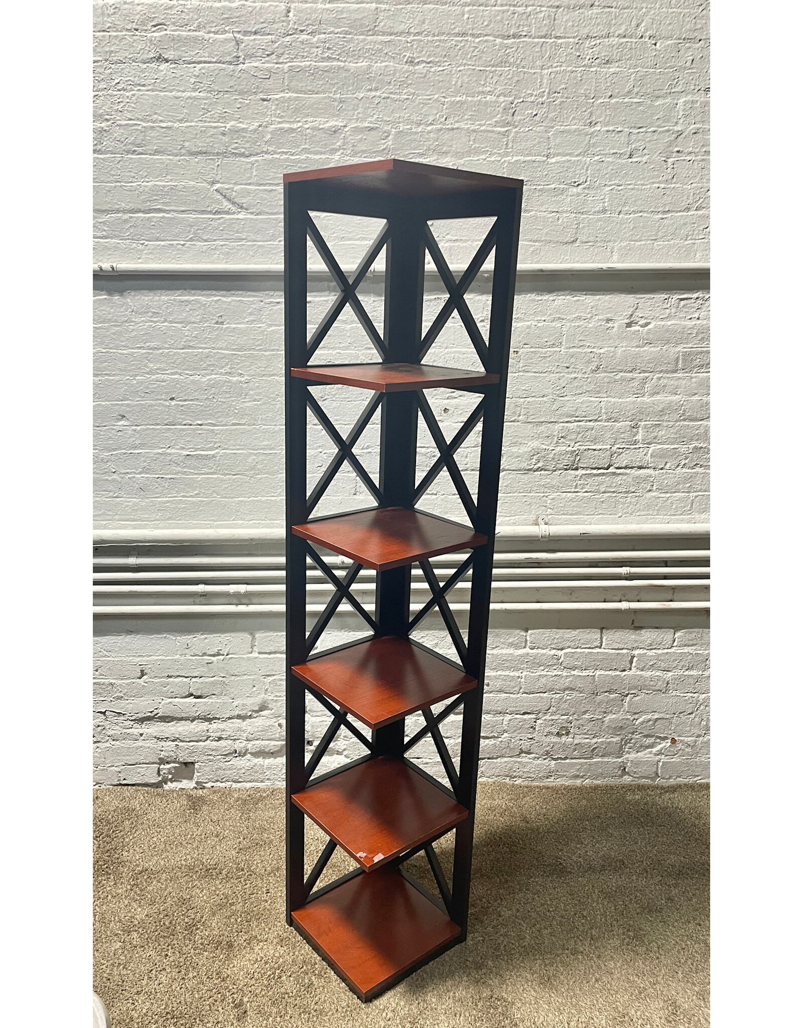 Cherry/ Black Convenienc Concepts Oxford 5 Tier Corner Bookcase