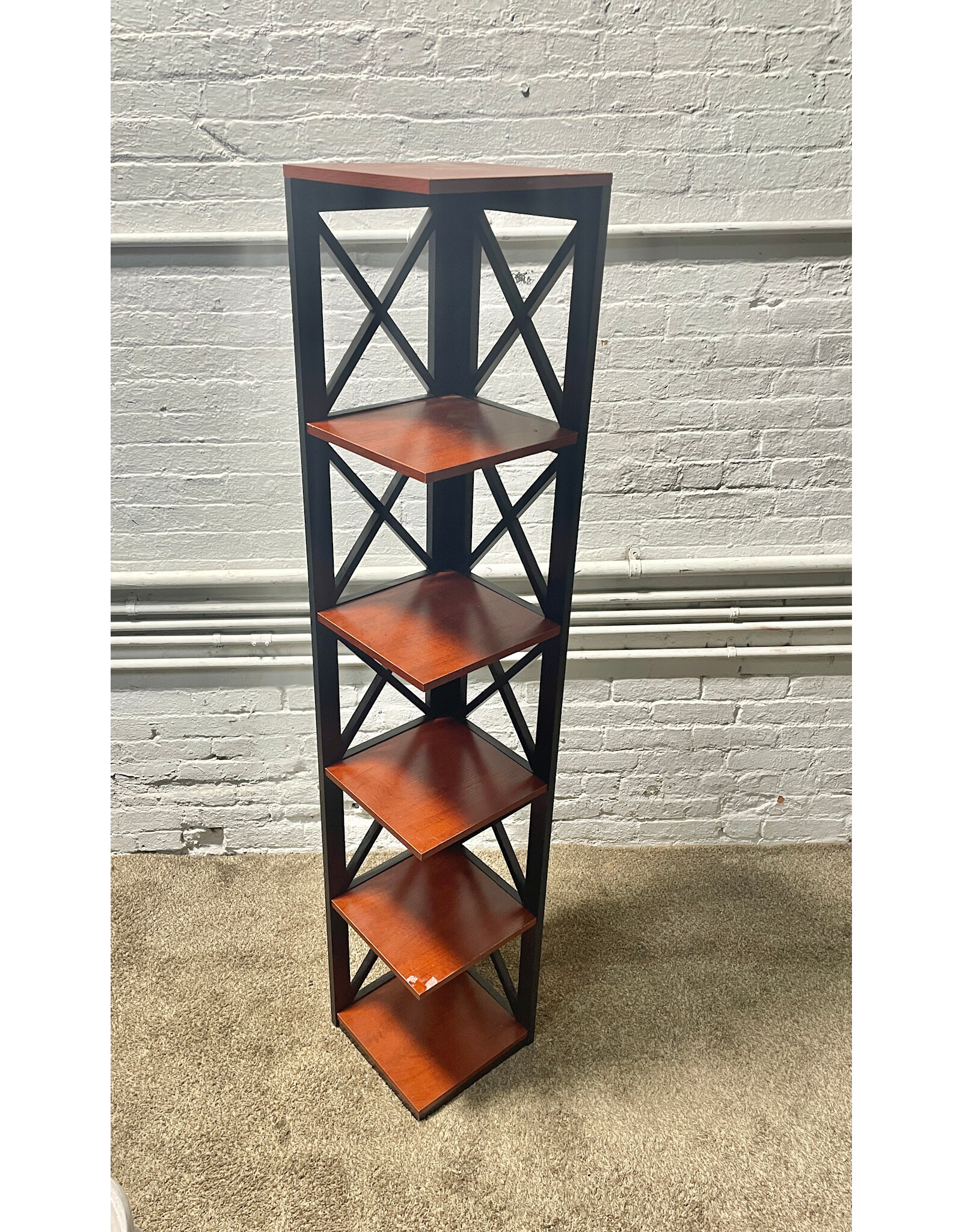 Cherry/ Black Convenienc Concepts Oxford 5 Tier Corner Bookcase