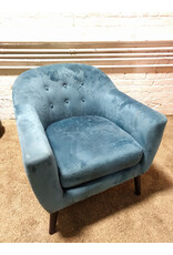 Modern Upholstered Blue Velvet Accent Lounge Chair