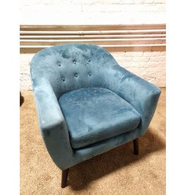 Modern Upholstered Blue Velvet Accent Lounge Chair