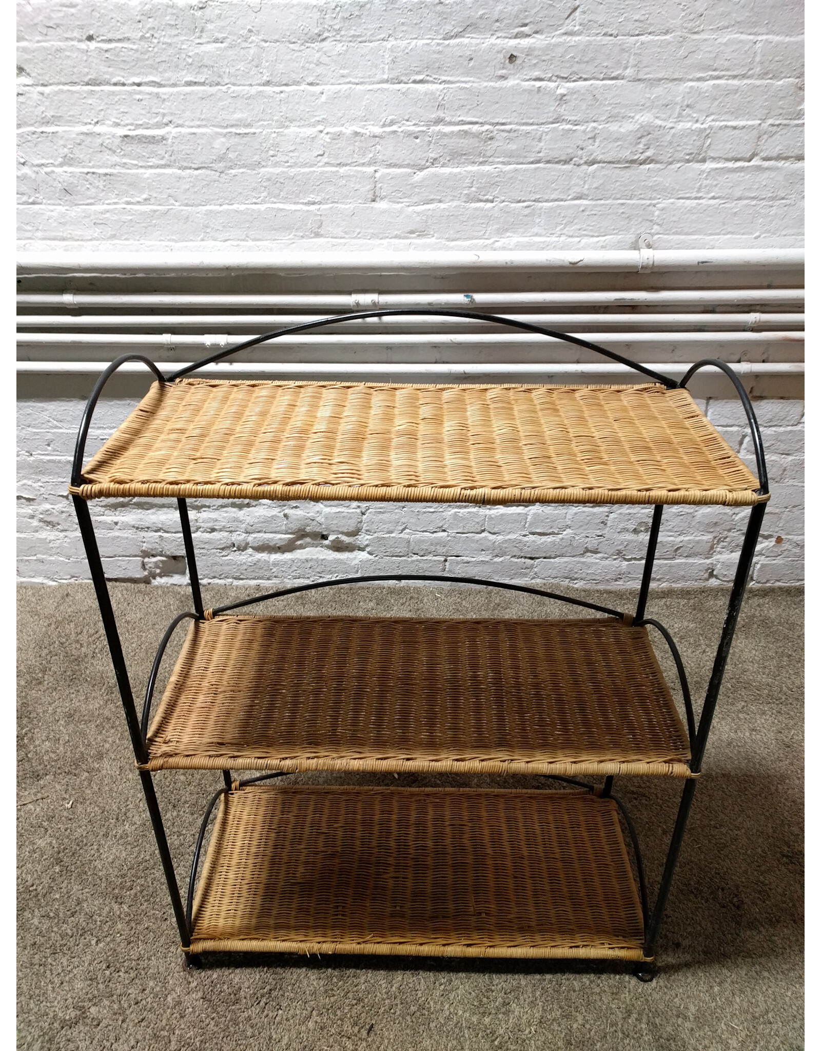 3-Shelf Wicker & Metal Stand