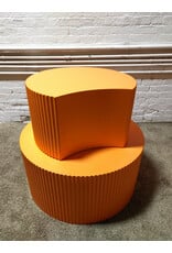 Orange Round & Half Moon Coffee Nesting Table(As a Set)