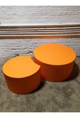 Orange Round & Half Moon Coffee Nesting Table(As a Set)