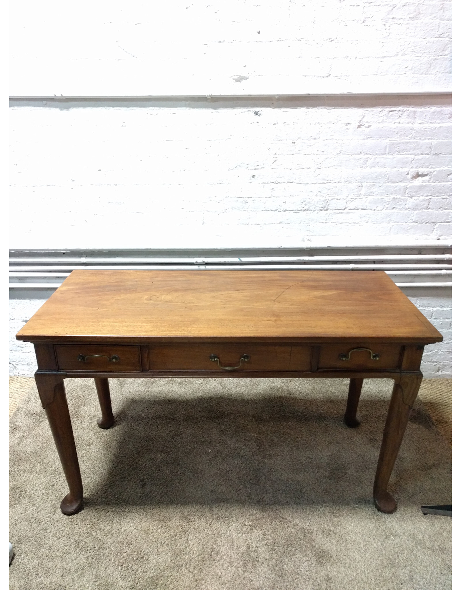 18TH-Century English Oak Writing Desk with Pad Foot