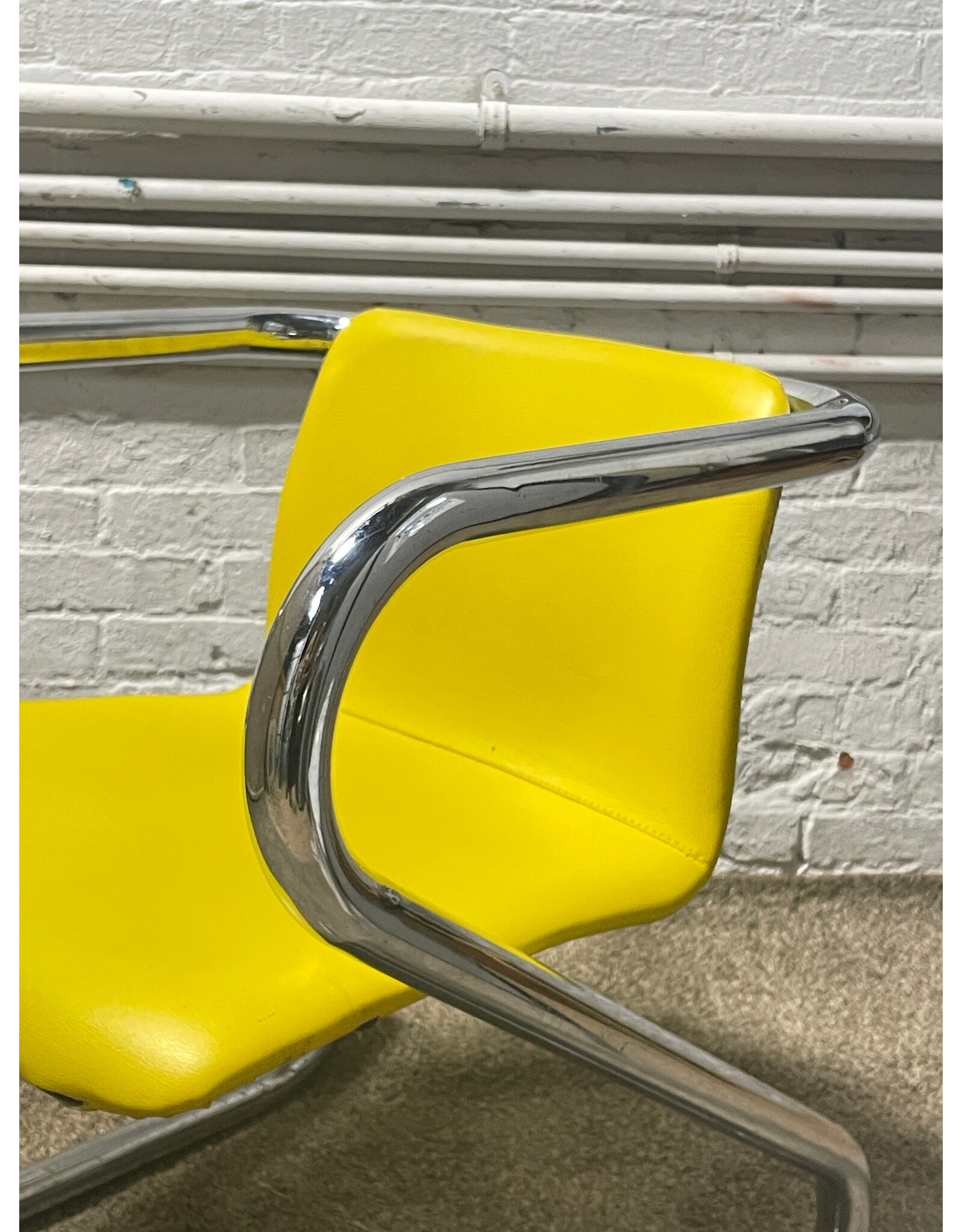 1970s Tubular Chrome Yellow Dining Chair