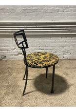 Wrought Iron Patio Chair with Circular Floral Seat