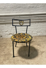 Wrought Iron Patio Chair with Circular Floral Seat