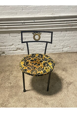 Wrought Iron Patio Chair with Circular Floral Seat