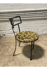 Wrought Iron Patio Chair with Circular Floral Seat