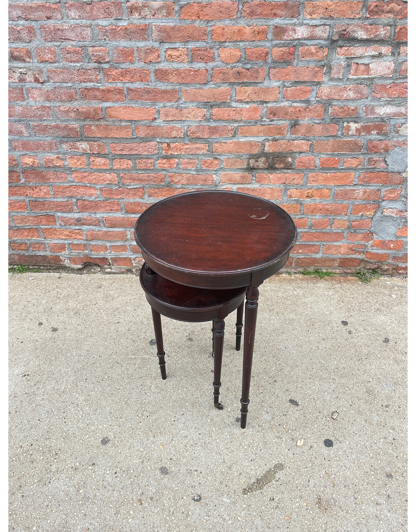 Flint & Horner Co. Two Tiered Conjoined Swivel Antique Candle Stand