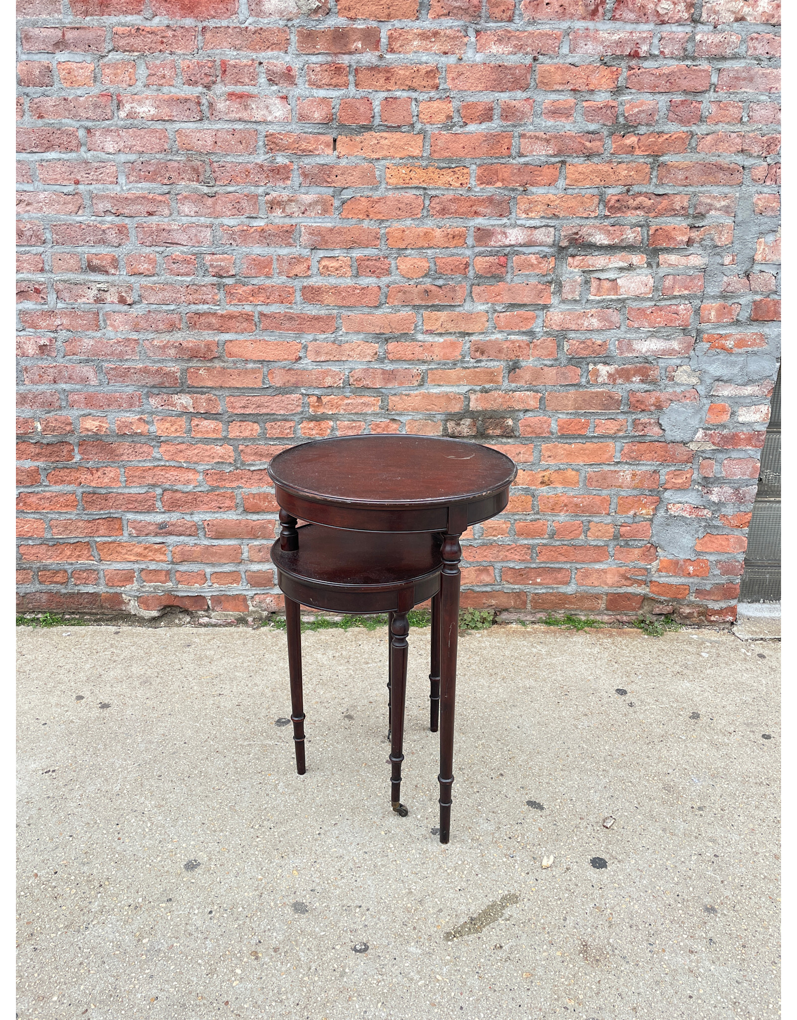 Flint & Horner Co. Two Tiered Conjoined Swivel Antique Candle Stand