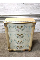 French Country Hand Painted Ribbons & Roses 4-Drawer Dresser Chest