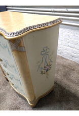 French Country Hand Painted Ribbons & Roses 4-Drawer Dresser Chest