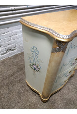 French Country Hand Painted Ribbons & Roses 4-Drawer Dresser Chest