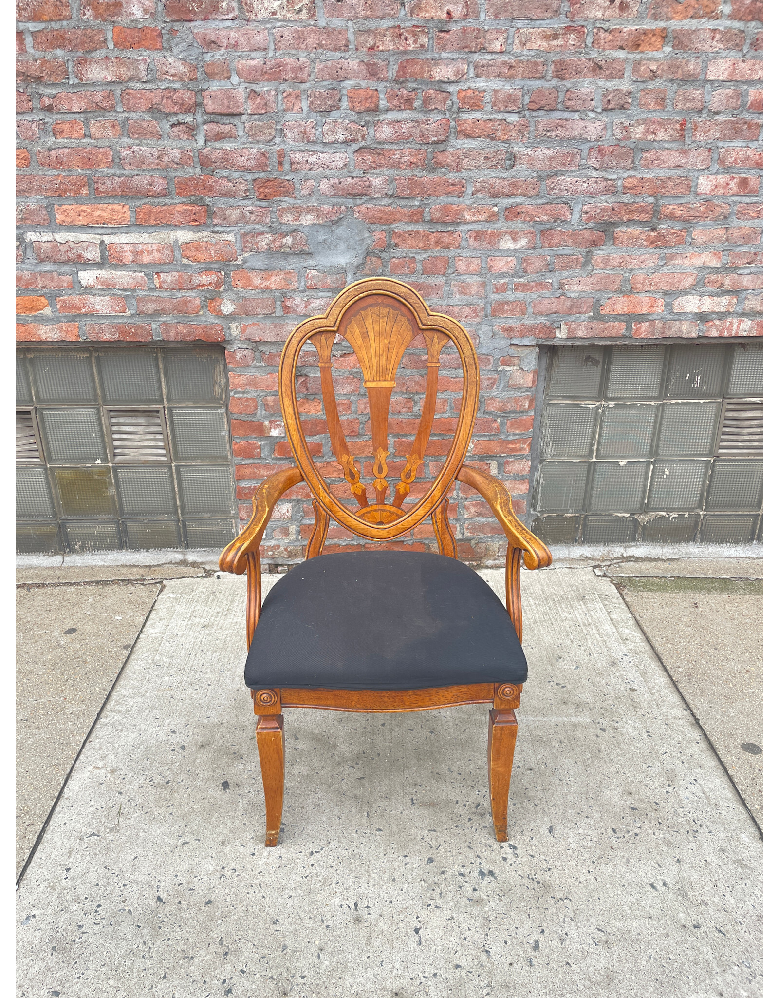 Federal Style Captain Dining Chair with Black Upholstery