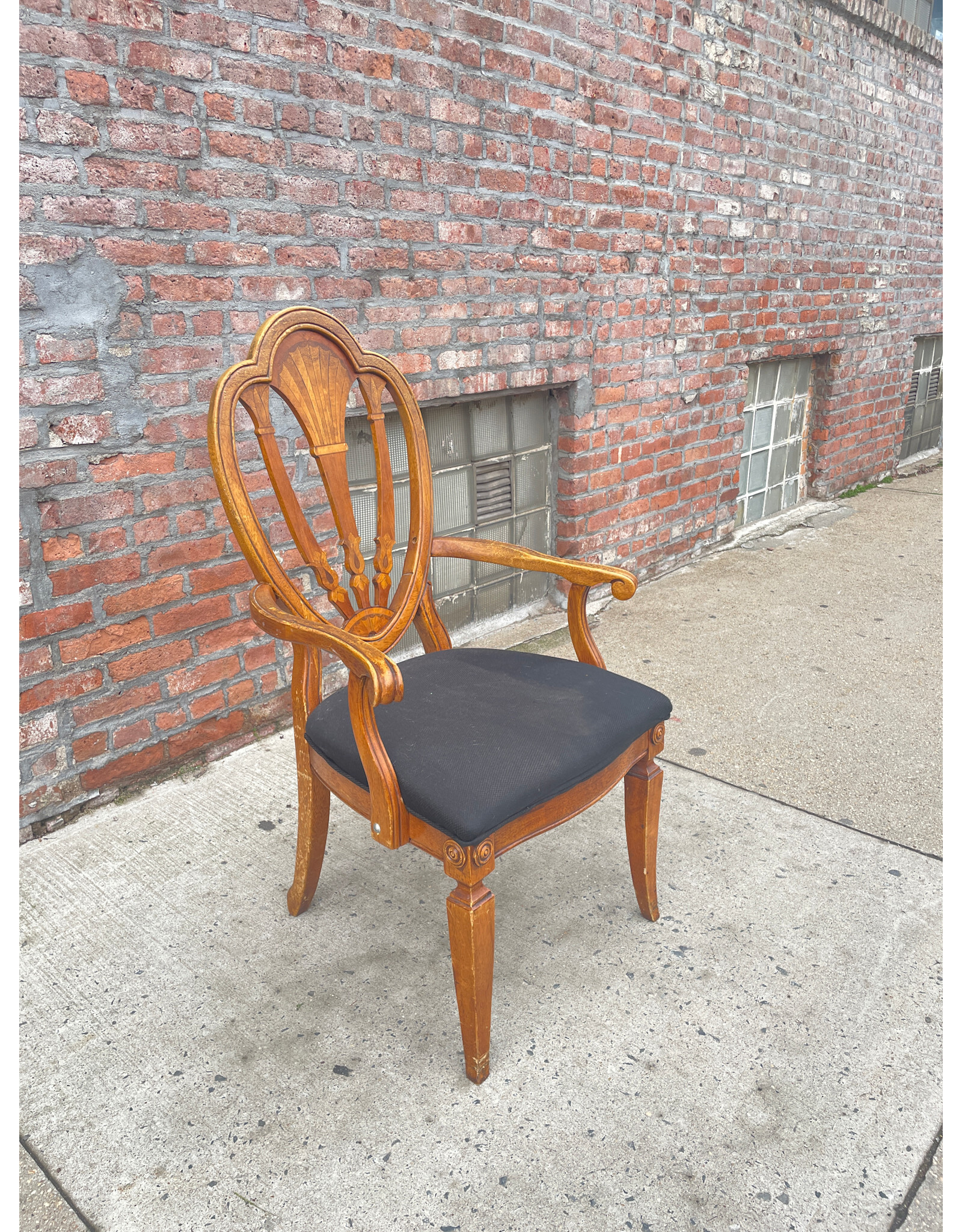Federal Style Captain Dining Chair with Black Upholstery