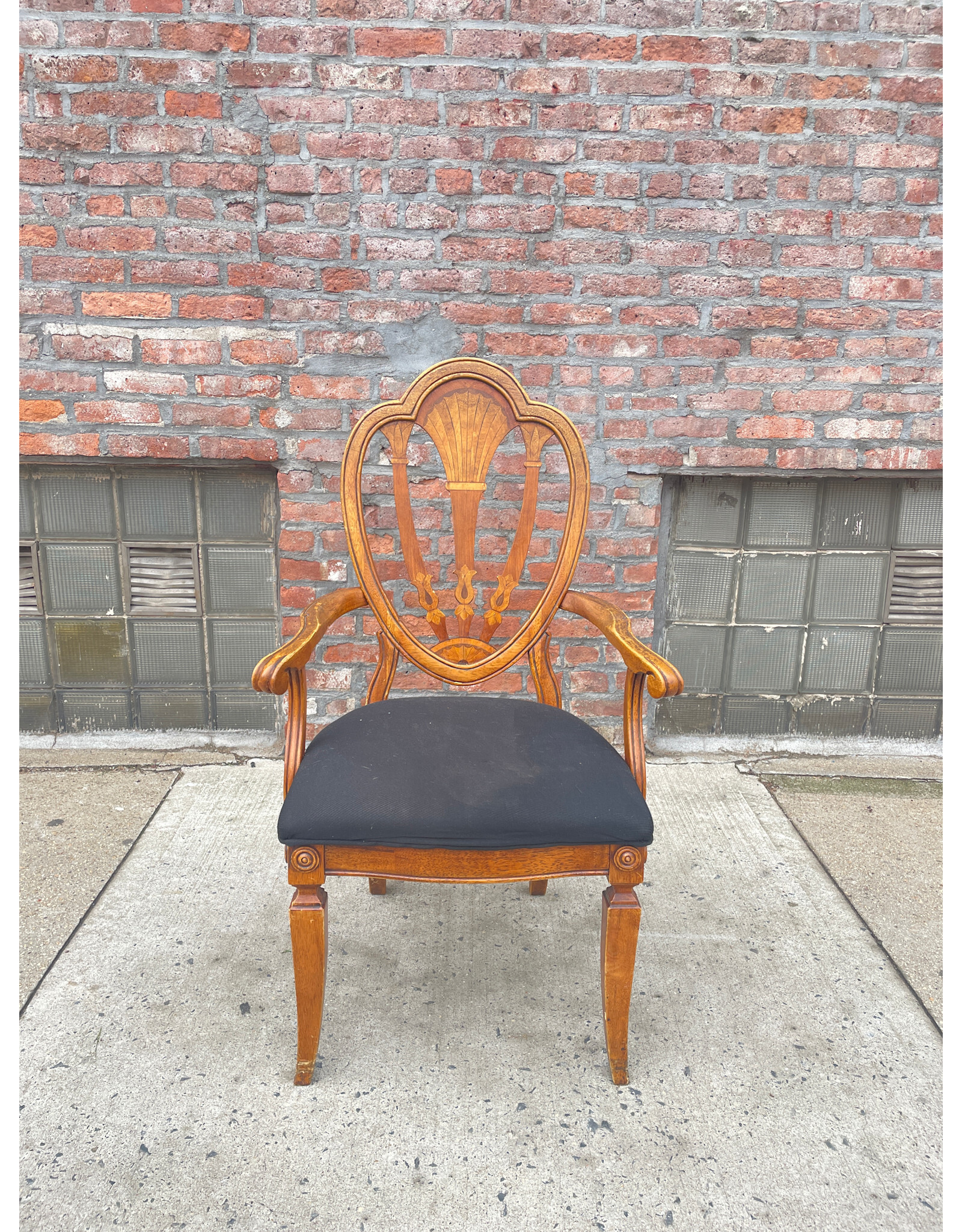 Federal Style Captain Dining Chair with Black Upholstery
