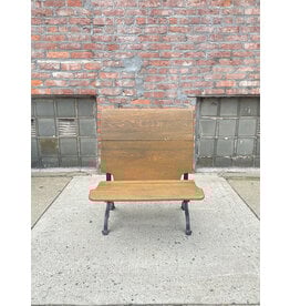 Antique Children School Desk Chair in Wood and Cast Iron
