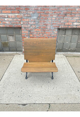 Antique Children School Desk Chair in Wood and Cast Iron