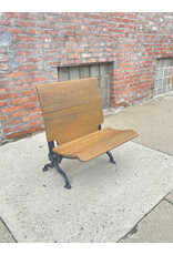 Antique Children School Desk Chair in Wood and Cast Iron