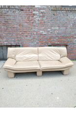 Nicoletti Salotti Post Modern Italian Beige Leather Sofa