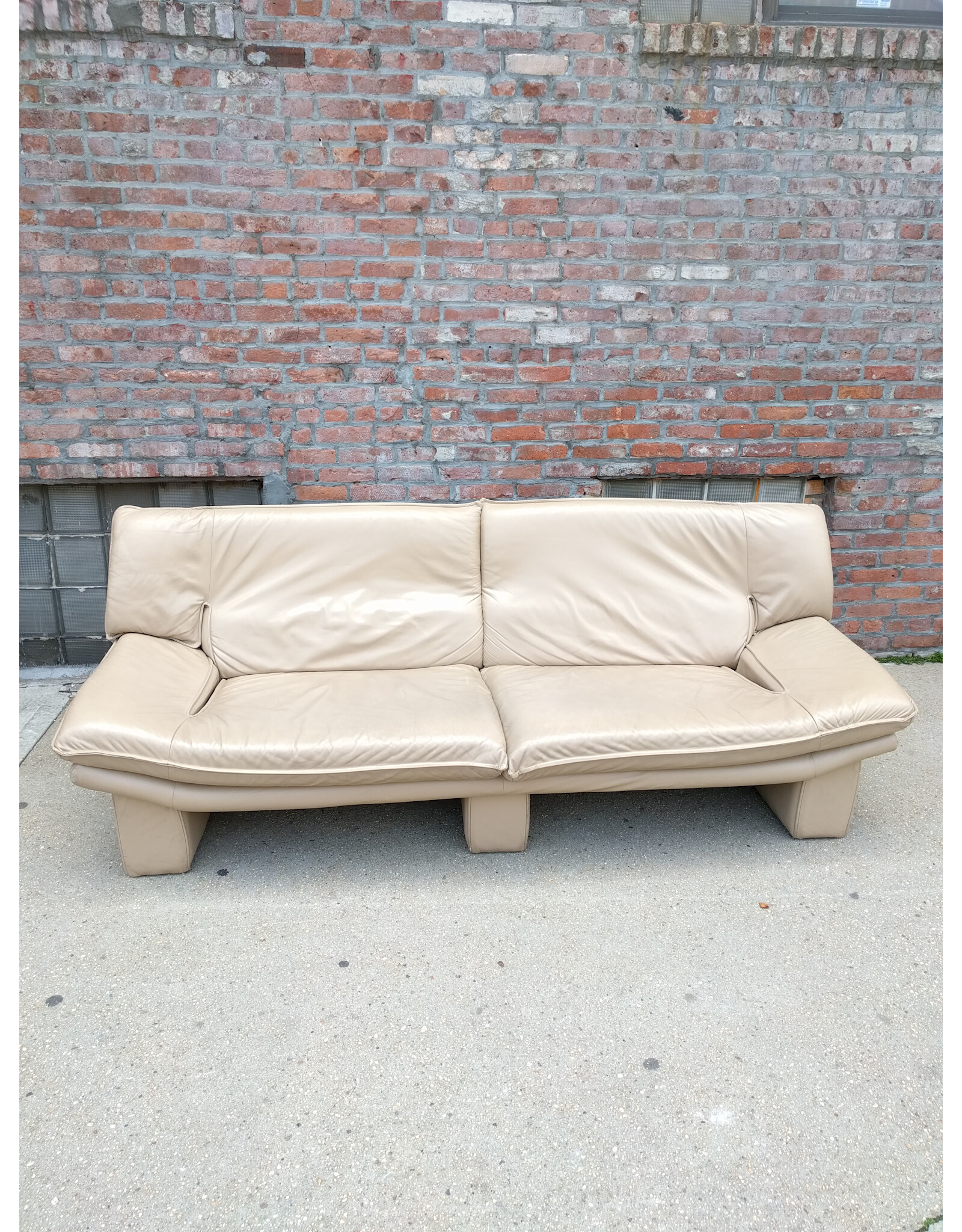 Nicoletti Salotti Post Modern Italian Beige Leather Sofa