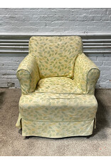 Yellow Floral Upholstered Armchair