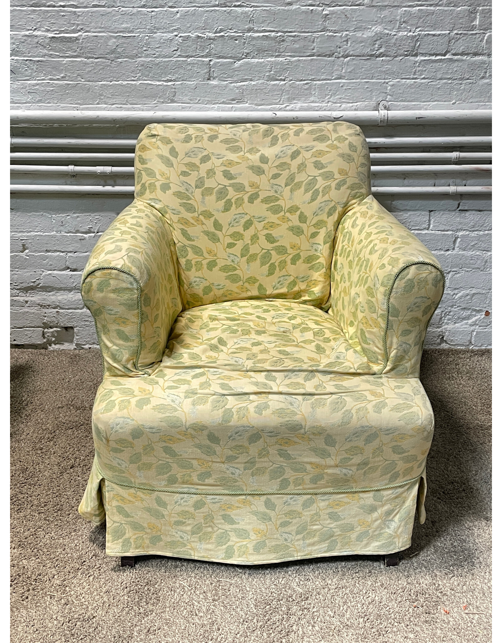 Yellow Floral Upholstered Armchair
