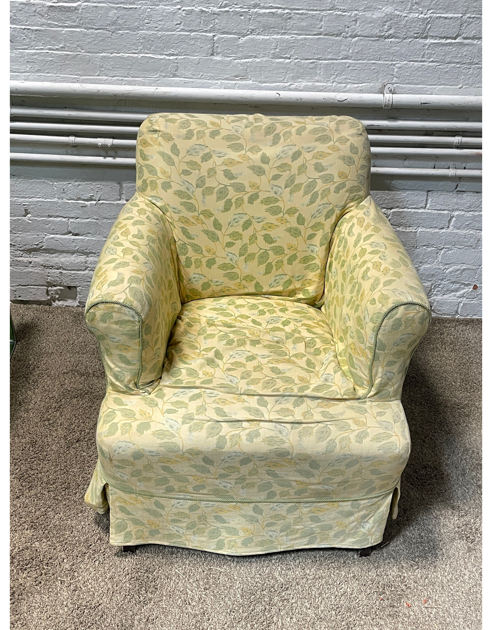 Yellow Floral Upholstered Armchair