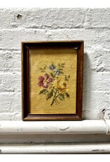 Bundle o Blooms, vintage framed needlepoint