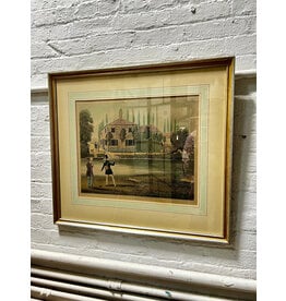 Fly Fishing by James Pollard, framed colorized etching