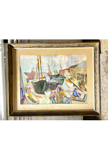 View from the Docks, framed watercolor painting, sgnd A. F. Levinson
