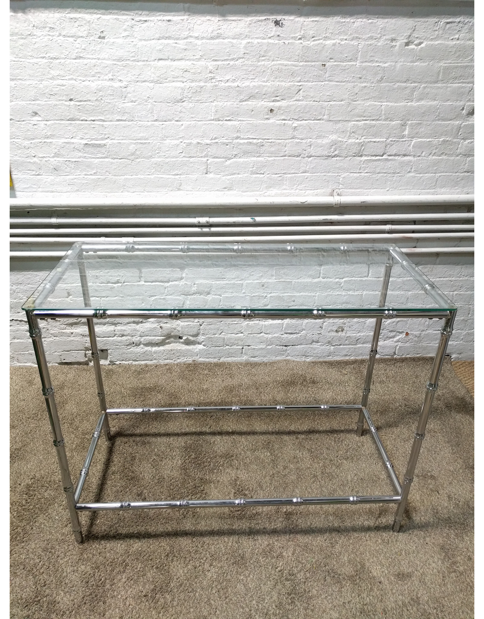 Chrome Base Glass Top Entryway Table