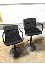 Modern Sherpa-Black Adjustable Height Swivel Bar Stool